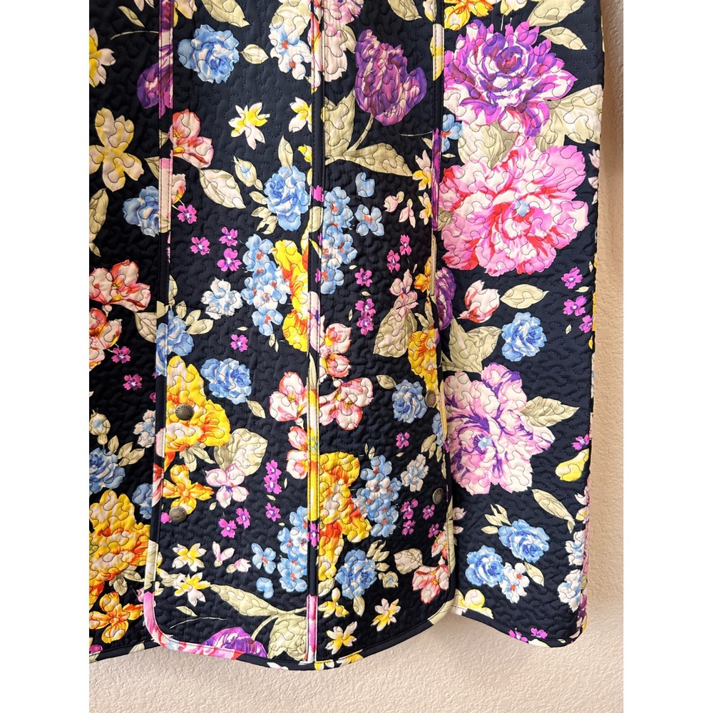Neo Quilted Floral Maxi Coat Black Dark Floral Whimsigoth Hooded Jacket Cottage - Picture 13 of 16